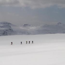 Inspiring Explorer expedition members dwarfed by the mountains in South Georgia