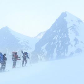 Inspiring Explorers in windblown snow