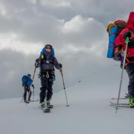 Sinéad Hunt and other members of the Inspiring Explorers™ South Georgia expedition on skis