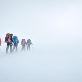 Members of the Antarctic Heritage Trust Inspiring Explorers Expedition™ encounter whiteout conditions during their ski crossing of South Georgia (001)
