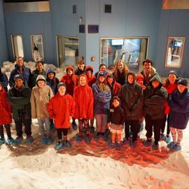 Young Inspiring Explorers in the snow room at the International Antarctic Centre