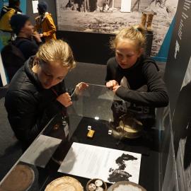 Young Inspiring Explorer Olivia and Poppy at the Breaking the Ice exhibition 