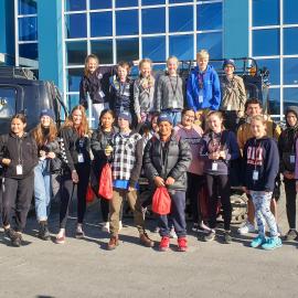 Young Inspiring Explorers outside the International Antarctic Centre