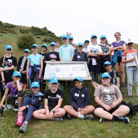 Group photo of Young Inspiring Explorers at the site of Frank Worsley's childhood home (001)