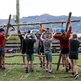 Young Inspiring Explorers flip their raft over during building (002)