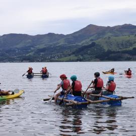 Young Inspiring Explorers paddling their rafts on the Worsley Weekend (004)