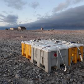 Location of the Cape Adare fuel cache in relation to Borchgrevink's Hut during the 2019-20 season