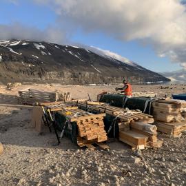 2019-20 Antarctica NZ Representative Johno Leitch securing the unloaded materials