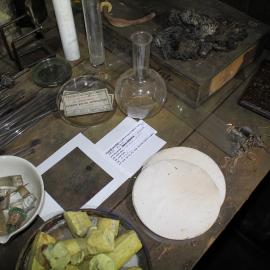 2020-21 Dust slide position - Science bench, 'Terra Nova' hut, Cape Evans