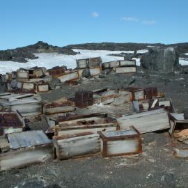 2005 Scott's 'Terra Nova' hut stores boxes, Cape Evans (003)