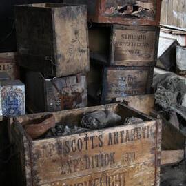 2006 Boxes stacked inside Scott's 'Discovery' hut, Hut Point