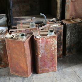 2006 Fuel cans inside Scott's 'Discovery' hut, Hut Point