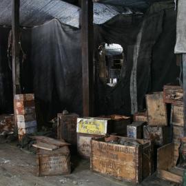 2006 Boxes stacked inside Scott's 'Discovery' hut, Hut Point