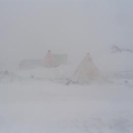2005-06 Antarctic Heritage Trust Field camp at Cape Royds in a storm