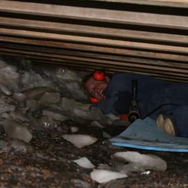 2007 James Blake underneath the floor at Cape Royds