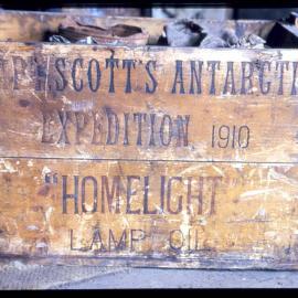 2003 Scott's 'Discovery' hut, interior - "Homelight" lamp oil box