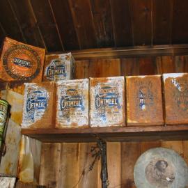 2003 K440 at Scott's 'Terra Nova' hut - Hunters oatmeal tins, Galley