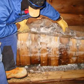 2002 K440 at Scott's 'Terra Nova' hut - Conservation work on Stables wall (002)