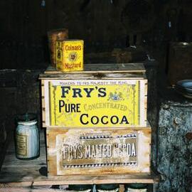 2002 Scott's 'Terra Nova' hut, interior - Fry's cocoa boxes