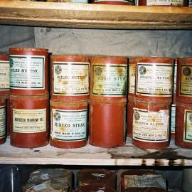 2002 Shackleton's 'Nimrod' hut, interior - Tinned food items (001)