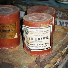 2002 Shackleton's 'Nimrod' hut, interior - Tinned food items (002)