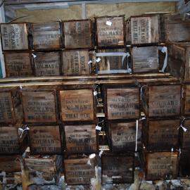 Excavated and stacked Colman's boxes