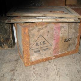 2006 "BAE Shore Party" box inside Scott's 'Discovery' hut, Hut Point