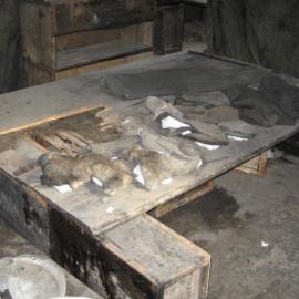 2006 Clothing artefacts on a sleeping platform inside Scott's 'Discovery' hut, Hut Point
