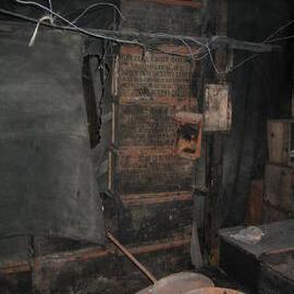 Stacked boxes and blubber stove in Scott's 'Discovery' Hut