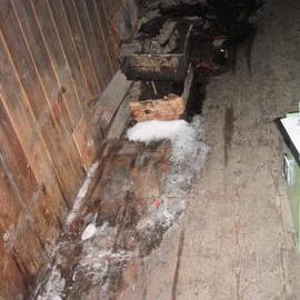 Snow ingress near seal blubber stack in Scott's 'Discovery' Hut 