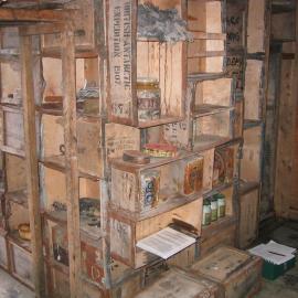 Venesta case shelving in Shackleton's 'Nimrod' Hut 