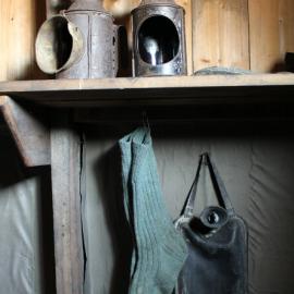 2019-20 A pair of socks and a hot water bottle hanging in Scott's 'Terra Nova' Hut (001)