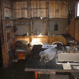 2003-04 Chart table and Scott's den in 'Terra Nova' Hut 