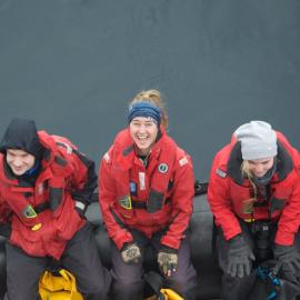 Inspiring Explorer Leah Stewart aboard zodiac