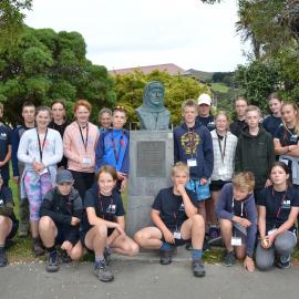 Group photo with Frank Worsley bust 