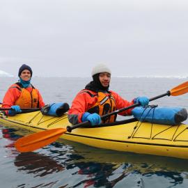 Inspiring Explorers Owain John and A'aifou Kaufusi-Potemani kayaking
