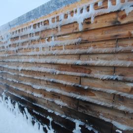 Ice Build-up on cladding of Scott's 'Terra Nova' Hut 