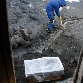 2007 James Blake digging drainage, Cape Royds