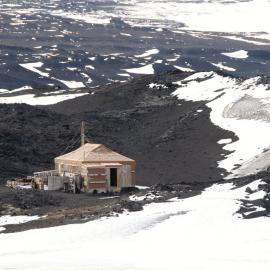 2007 Shackleton's Nimrod' hut in the landscape at Cape Royds