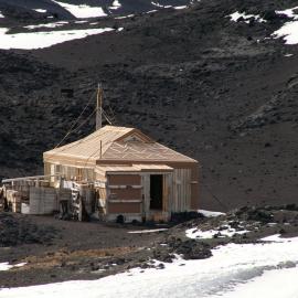 2007 Shackleton's Nimrod' hut in the landscape at Cape Royds