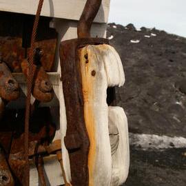 2007 Pulley outside Shackleton's 'Nimrod' hut, Cape Royds