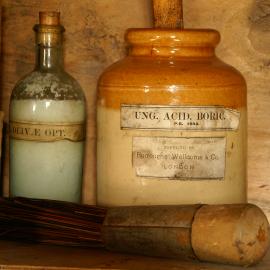 2007 Medicines on shelves inside Shackleton's 'Nimrod' hut