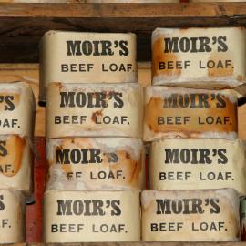 2007 Tins of Moir's Beef loaf inside Shackleton's 'Nimrod' hut