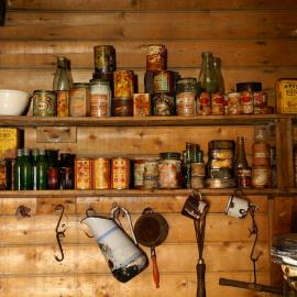 2007 Provisions on shelves inside Shackleton's 'Nimrod' hut