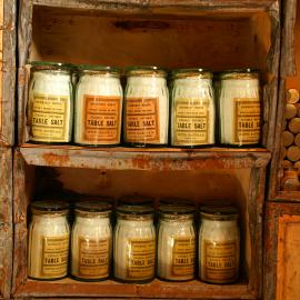2007 Jars of table salt inside Shackleton's 'Nimrod' hut, Cape Royds
