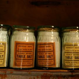 2007 Jars of table salt inside Shackleton's 'Nimrod' hut, Cape Royds
