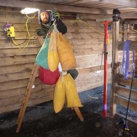 2009-10 Cape Evans, Stables rehabilitation - Load testing structural elements (018)