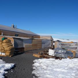 2009-10 Stables exterior during rehabilitation work, Scott's 'Terra Nova' hut