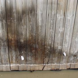 2007 Damaged cladding marked for repair, Cape Royds