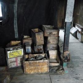 2008 Stacked boxes inside Scott's 'Discovery' hut